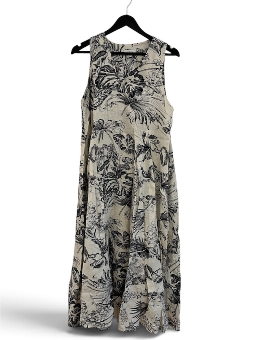 COS Beige Maxi Dress with Black Botanical Print